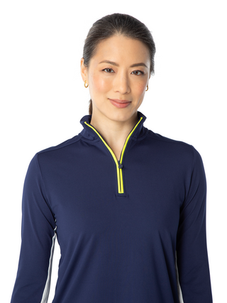 women's longsleeve qzip in navy for golf in sizes xs-xxl