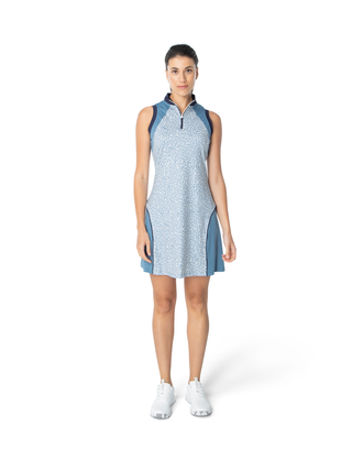 women's sleeveless mockneck dress in dusty blue fairway for golf in sizes xs-xxl