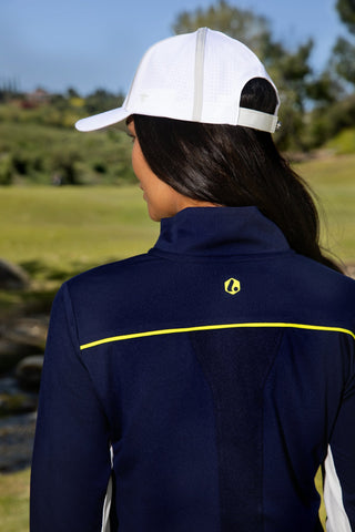 women's longsleeve qzip in navy for golf in sizes xs-xxl