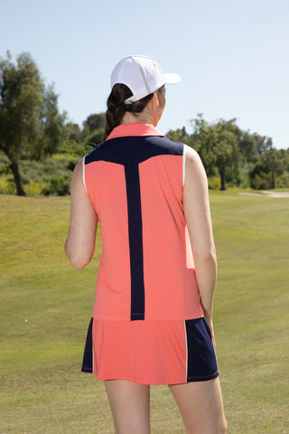 women's vneck polo for golf in coral in sizes xs-xxl