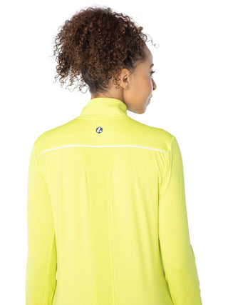 women's q-zip in yellow for golf