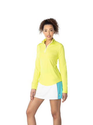 women's q-zip in yellow for golf