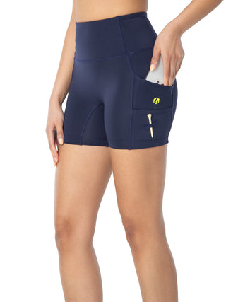 women’s athletic shorts in navy for golf