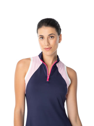 women’s athletic dress in navy for golf