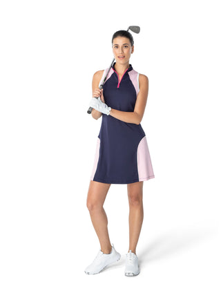 women’s athletic dress in navy for golf