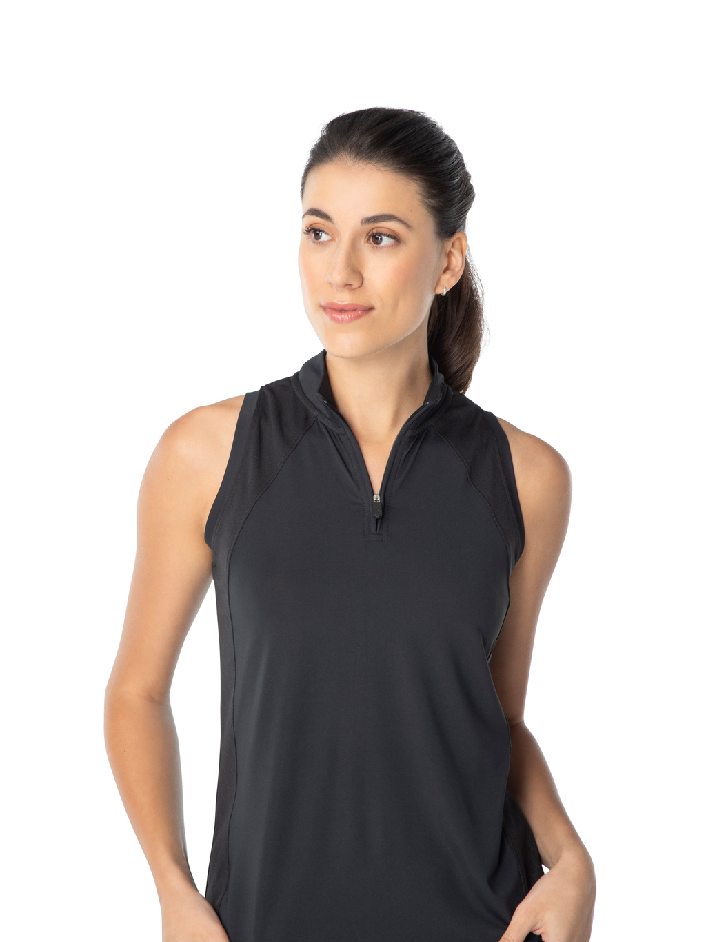 Sleeveless Mock Neck Polo in Black | Lero – Lero Golf