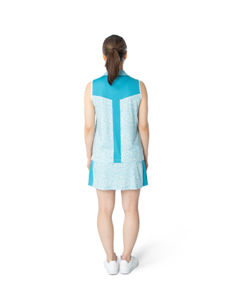 women’s sleeveless top in blue brushstroke for golf