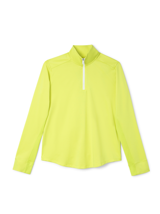 women's q-zip in yellow for golf