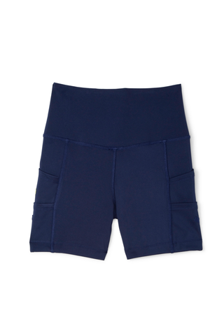 women’s athletic shorts in navy and pink for golf