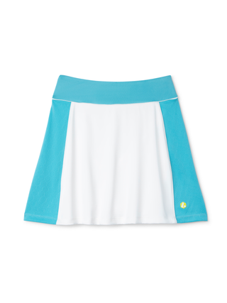 women's skort in white with blue for golf