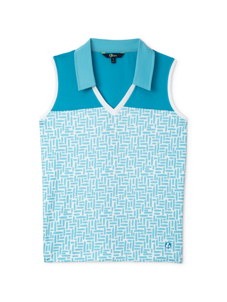 women’s sleeveless top in blue brushstroke for golf