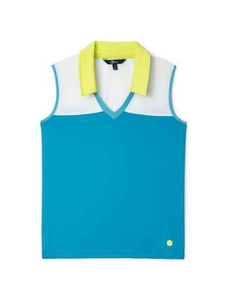 women’s sleeveless top in blue for golf