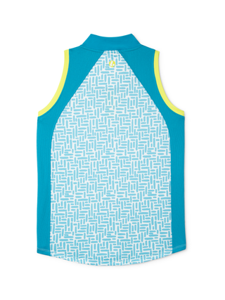 women’s sleeveless top in blue brushstroke for golf