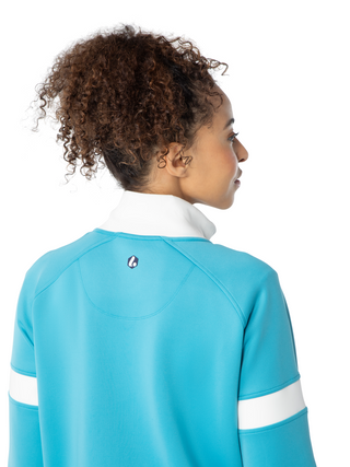 women's varsity jacket in blue for golf